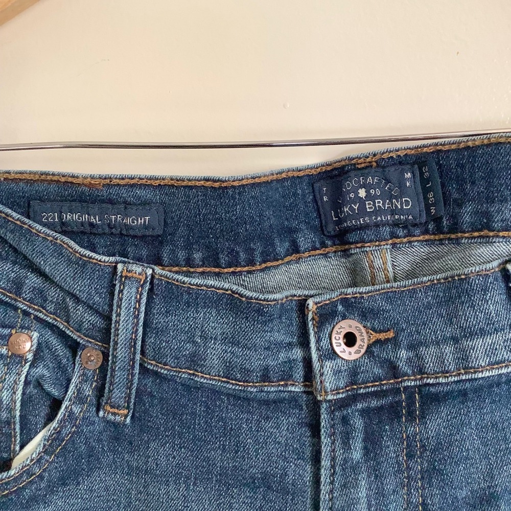 Lucky Brand‎ 221 Original Straight Mens Jeans 36x32 Medium Wash Blue Denim